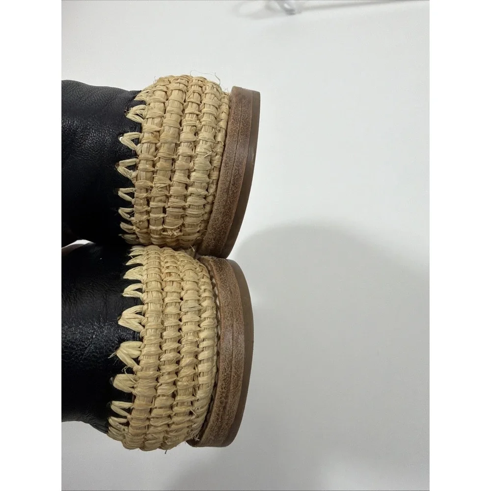 Chanel Black Leather CC Raffia Espadrille Flats Size EU 36 US‎ 6